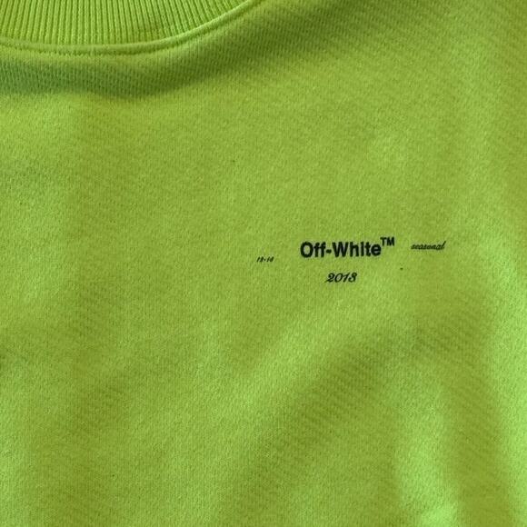 Off White Logo Green Slim Crewneck *NEW WITH TAGS*SIZE M - Picture 2 of 9